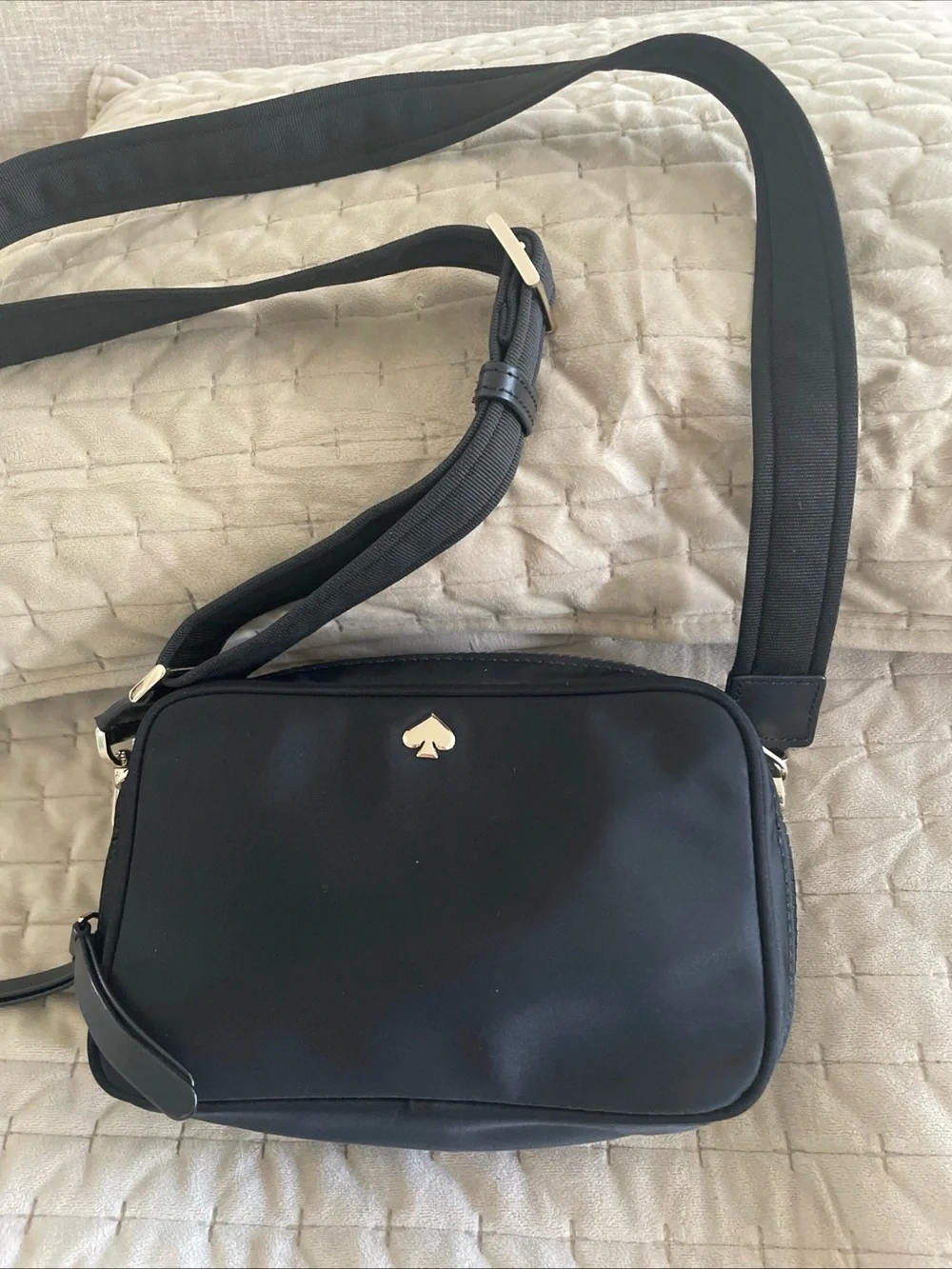 kate spade Black Nylon Crossbody Camera Bag with Gold Spade